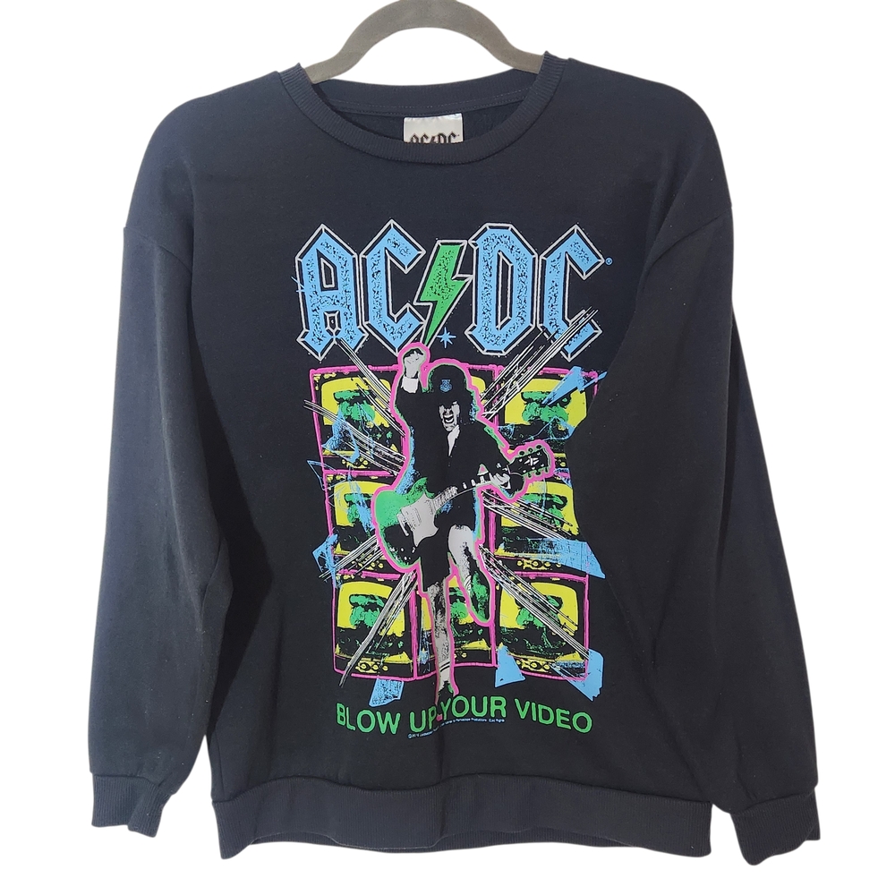 AC/DC Black Neon Graphic Sweatshirt Size XS